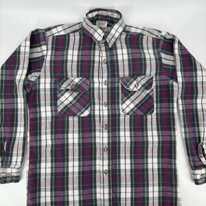 Vintage Five Brother Flannel Shirt Men Medium Plaid Heavyweight Pockets USA Made